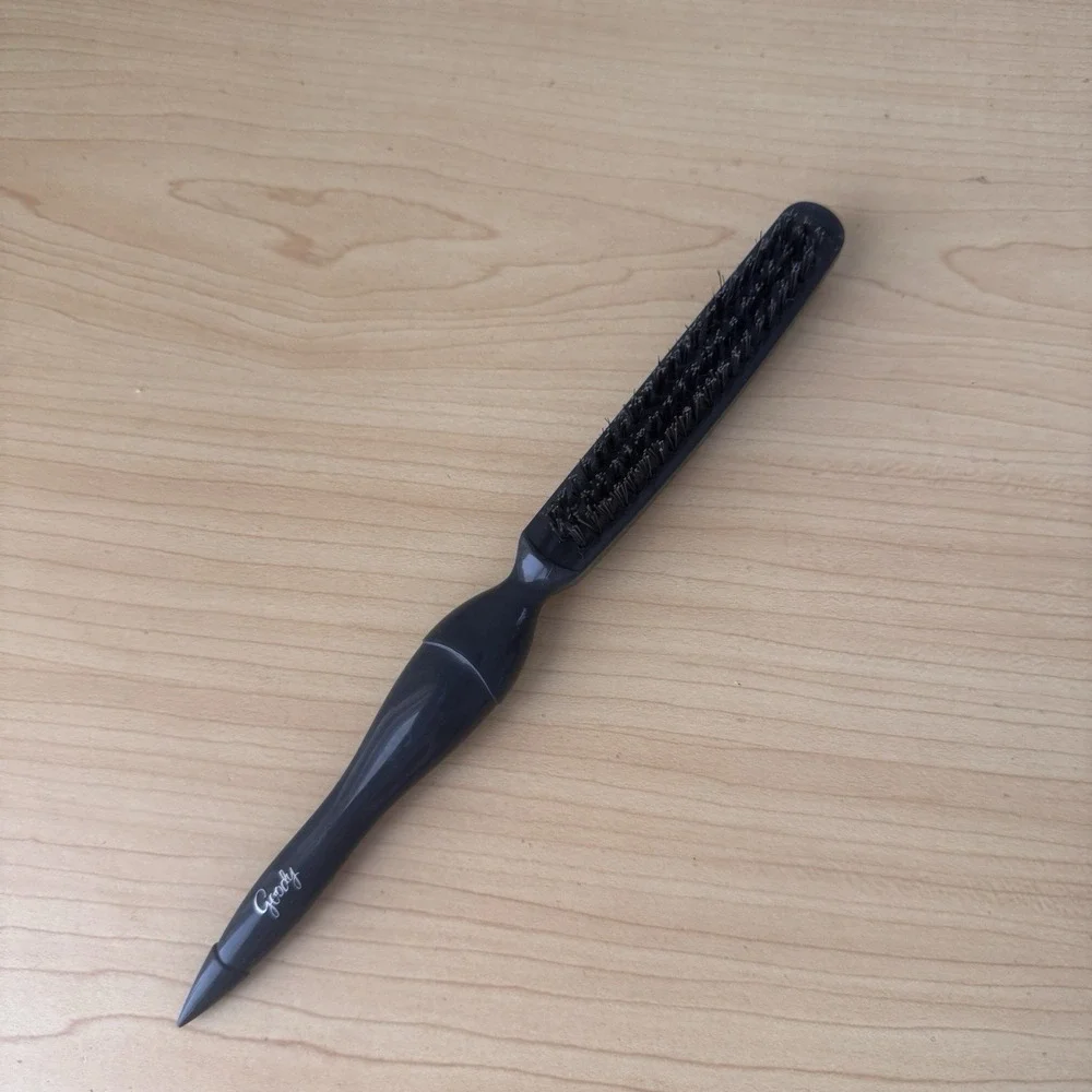 Vtg‎ Goody Hair Brush Gray Skinny Plastic Volumizing Nylon Bristle Long Teaser